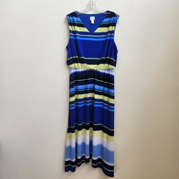 chico's casual maxi dresses Dress Casual Maxi By Chicos In Cream, Size: L